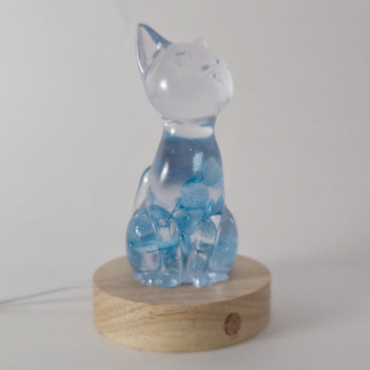 Blue Flower Cat Night Light